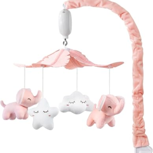 FEISIKE Baby Crib Mobile for Girls Boys with 3 Modes Digital Musical Motor（Rotating Only, Music