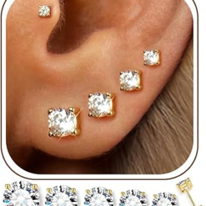ÌF ME 5 Pairs 14K Gold Plated Stud Earrings