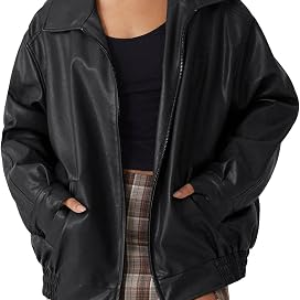AUTOMET Womens Faux Leather Jacket