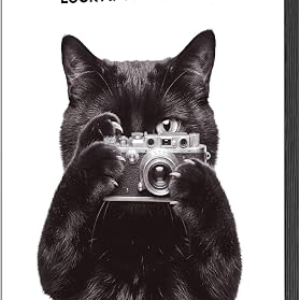 INFINIPANEL Funny Cat Bathroom Wall Art, Black and White, 8 x 10 in