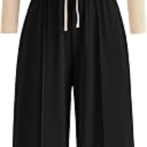 BTFBM Casual Ribbed 2 Piece Sets For Women Fall 2026,Beige Black,S