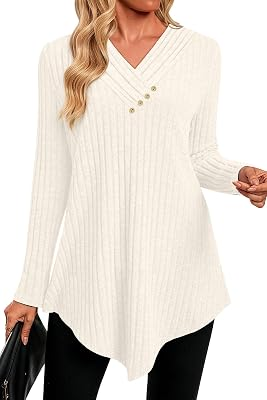 JUSTFASHIONNOW V Neck Tunic Tops