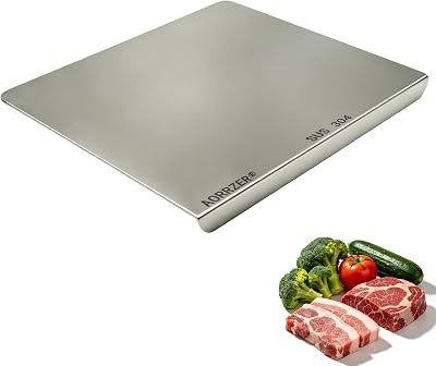 304 Stainless Steel Cutting Boards for Kitchen, 19.7" x 15.7" | Double-Sided Metal Cutting Board, Large L-Shaped Countertop Chopping Board with lip for Meat, Vegetables and Bread Baking