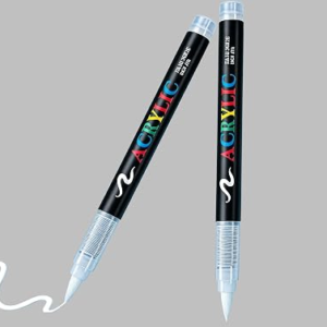 2 Pack White Permanent Acrylic Paint Marke Ceramics Brush Pens for Both Glazed and Unglazed Ceramics Christmas Decoration Wine Wood Rock Fabric Markers