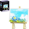 Mini Flowers Picture Frame Building Set, Desk Decor Block Easel for Message Stickers and Painting Photo Frame, Blue Daisy Flower Bouquet Building Toys Gifts for Her