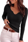 FISOEW Womens V Neck Sweaters
