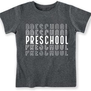 hrcfbk Repeating Preschool Toddler Baby Boys Girls Back to School Shirt First Day of Preschool T-Shirt (Dark Grey Repeating Preschool,2-3T)