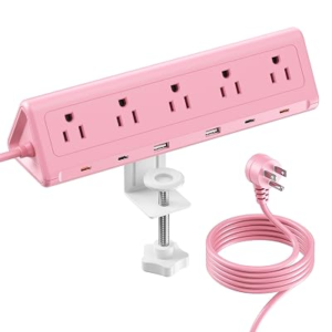 SMALLRT Pink Desk Clamp Power Strip