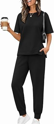 Ekouaer Womens 2 Piece Lounge Sets Short Sleeve