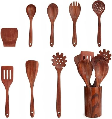 KMISE Wooden Cooking Utensils Set
