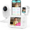 Simyke 1080P Smart AI Video Baby Monitor,3.5″ LCD & App Viewing,WiFi On/Off Switch,2-Way Audio,Night Vision,VOX,5 Lullabies,1500ft Range, Home Use,AI Baby Growth Album