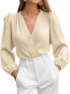 BTFBM Satin Blouses for Women Dressy Casual Button Down Shirts