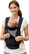 GROWNSY Baby Carrier Newborn to Toddler 7-44lbs, All Season Design with Adjustable Mesh Panel, Ergonomic Baby Carriers, Enhanced Lumbar Support, Hands-Free Parenting (Black)