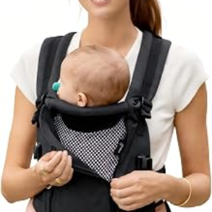 GROWNSY Baby Carrier Newborn to Toddler 7-44lbs, All Season Design with Adjustable Mesh Panel, Ergonomic Baby Carriers, Enhanced Lumbar Support, Hands-Free Parenting (Black)