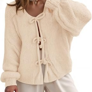 UNCLECAT Bow Tie Front Cardigan Sweaters