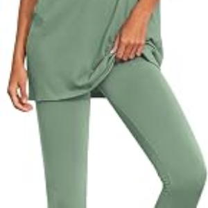 BTFBM Two Piece Lounge Set Women 2026 Fall Casual Oversized Shirts Leggings Matching Workout Airport Travel Outfits(Sage Green, Small)