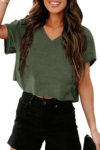 UNCLECAT V Neck Cropped T Shirts
