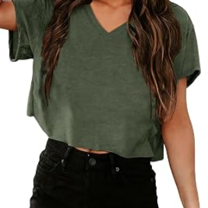 UNCLECAT V Neck Cropped T Shirts