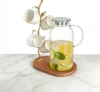 Gold Coffee Mug Tree with Wooden Base, 5-Hook Coffee Mug Stand for Kitchen Counter, Elegant Metal Mug Tree for Counter, Mug Holder for Coffee Mugs, Tea Cups, Home Decor & Housewarming Gift