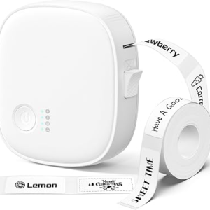 Mini Label Maker Machine with Tape AH-P05, Portable Bluetooth Mini Label Printer, Wireless Thermal Label Maker, Waterproof & Rechargeable, Built-in Cutter, for Home, Office, Kitchen – White