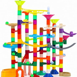 EagleStone 30 Glow in the Dark Marbles Marble Run Building Kit | STEM Construction Marble Maze Racing Track Toy Set, Creative Building Toy for Kids Ages 3-12, Birthday and Christmas Gift