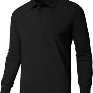 Men’s Classic Long Sleeve Polo Shirts Casual Lightweight Solid Golf Shirts