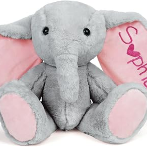 Personalized Elephant Plush with Name Embroidered, Stuffed Animals for Kids | Custom Baby Plush Toys, Personalized 1-12 Year Old Easter Christmas Birthday Gifts for Girls Boys Toddler Newborn(Elephant