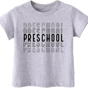 hrcfbk Repeating Preschool Toddler Baby Boys Girls Back to School Shirt First Day of Preschool T-Shirt (Light Grey Repeating Preschool,3-4T)