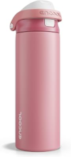 ENCOOL Leakproof Insulated Water Bottle with Straw Dual-Sip Water Bottle Bag-Safe Design for Work, Commute & Gym – Keeps Drinks Cold All Day, 24 oz, Vermilion