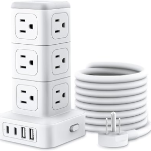 NTONPOWER 10ft Extension Cord Power Strip Tower