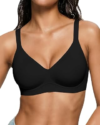 As Fairy Womens Wireless Jelly Bra Wirefree Seamless Bra Pure Black 36C