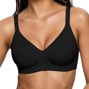 As Fairy Womens Wireless Jelly Bra Wirefree Seamless Bra Pure Black 36C