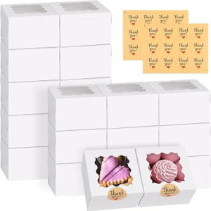 WINKIO Cookie Boxes with Window, Small Bakery Boxes for Dessert Pastry