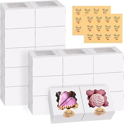 WINKIO Cookie Boxes with Window, Small Bakery Boxes for Dessert Pastry