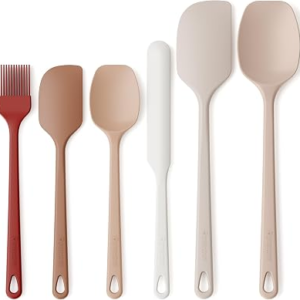Astercook 6-Piece Silicone Spatula Set, 560°F Heat Resistant Rubber Spatulas with Stainless Steel Core, Nonstick Safe & Dishwasher Safe Baking Spatula Set for Cooking & Mixing, Macaron Pastel Colors