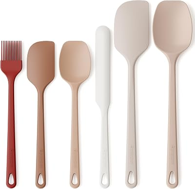 Astercook 6-Piece Silicone Spatula Set, 560°F Heat Resistant Rubber Spatulas with Stainless Steel Core, Nonstick Safe & Dishwasher Safe Baking Spatula Set for Cooking & Mixing, Macaron Pastel Colors
