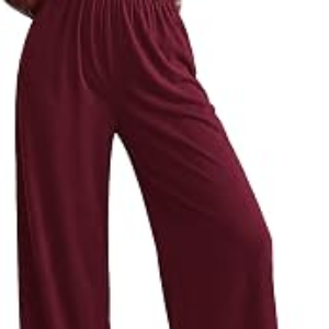 BTFBM 2 Piece Sets for Women Summer 2026 Casual Shoulder Pad Tank Top Wide Leg Pants Matching Set Travel Airport Outfits(Burgundy, Small)