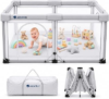 Foldable Baby Playpen, 59″x71″, Light Gray | 1-Minute Setup, Lightweight Portable, Carry Bag Included, Indoor Outdoor, For Babies & Toddlers