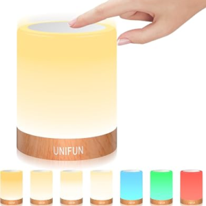 UNIFUN Bedside Touch Lamp Rechargeable Dimmable RGB LED Table Night Light | Easy Touch Control Design , Rechargeable Battery With Portable Cordless, RGB Color Change,Multiple Use for Bedroom, Nursery