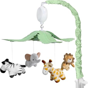 Feisike Jungle Safari Baby Crib Mobile with 35 Soothing Lullabies & 3 Modes – Adjustable Nursery Mobiles for Boys & Girls, Animal-Themed Nursery Decor Musical Mobile for Crib or Bassinet
