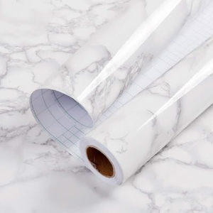 Glossy Marble Contact Paper White Peel and Stick