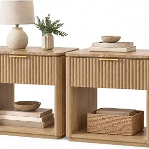 GENERIC 23″” Fluted Nightstand Set of 2
