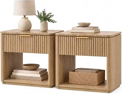 GENERIC 23"" Fluted Nightstand Set of 2