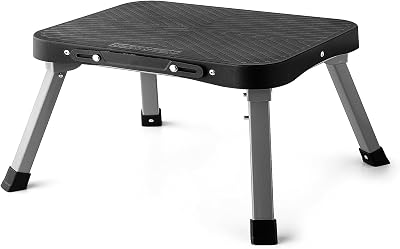11" Folding Step Stool, Non-Slip 16x12 Large Platform, No Assembly | Sturdy Steel Frame, Portable Compact for Kids Adults Seniors at Indoor Outdoor, Durable & Safe, Kitchen Bedroom RV Office