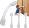 4-Pack Child Proof Cabinet Locks | No Drill Adjustable Strong Adhesive Straps, Toddler Baby Proofing for Cabinets Drawers Fridge Toilet Oven Cupboard
