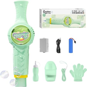 Fog Bubble Machine, Rechargeable Automatic Electric Smoke Bubble Machine, Magic Interactive Fog Bubble Maker with Smoke, Colorful Lights & Music, Bubble Fog Game for Parties Gift (Green)