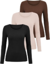 Cute Womens Basic Long Sleeve Tops 3 Pack