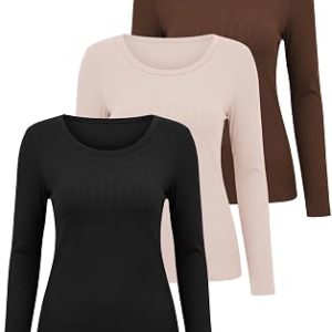 Cute Womens Basic Long Sleeve Tops 3 Pack