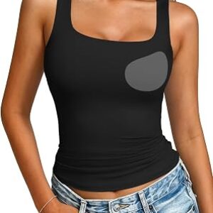 GKBK Womens Padded Double Lined Tank Tops Scoop Neck Built in Bra Tops