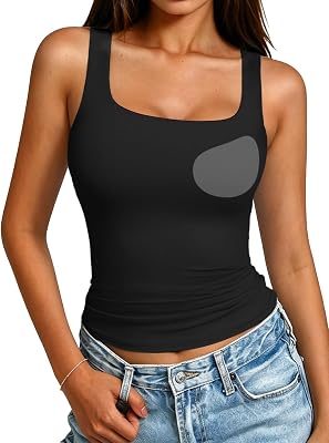 GKBK Womens Padded Double Lined Tank Tops Scoop Neck Built in Bra Tops